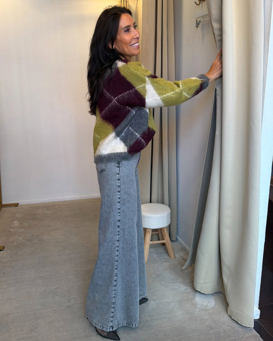 Jeans wide leg grijs