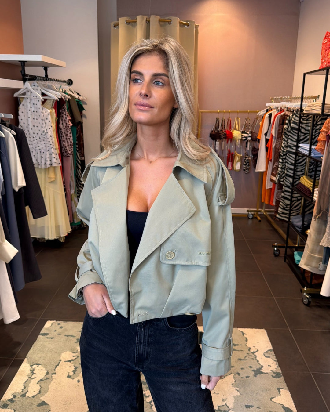 trenchcoat kort model - khaki