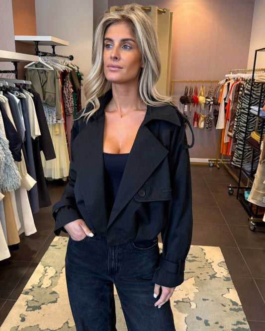 trenchcoat kort model - zwart