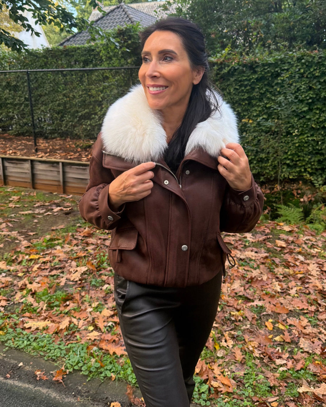 Aviator jacket met faux fur