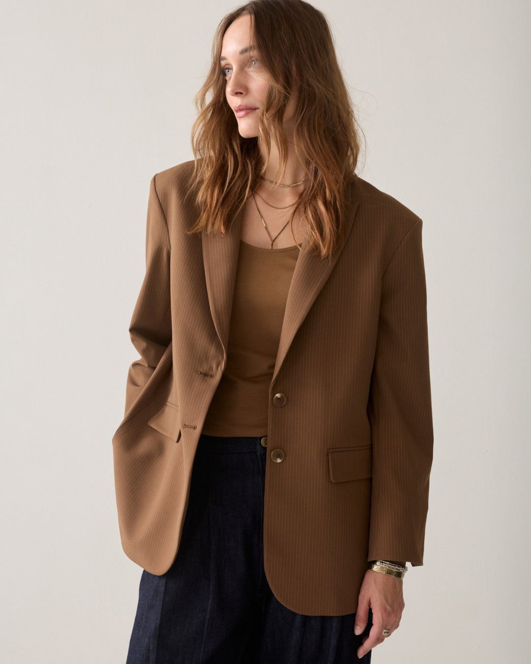 Blazer camel pinstripe