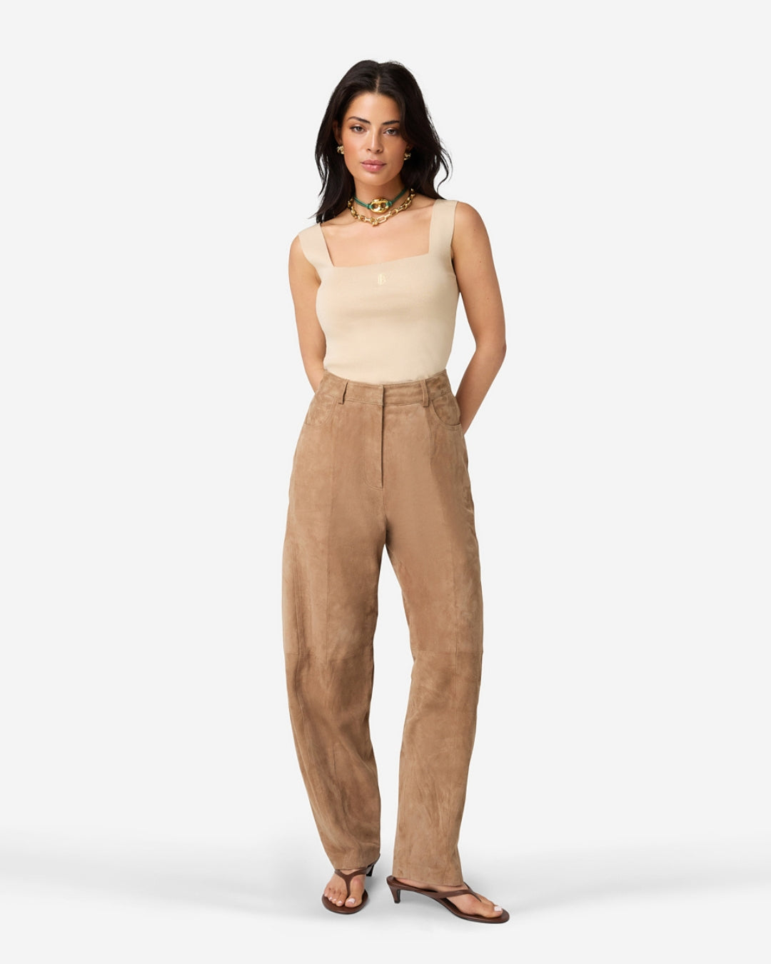 Parla balloon broek - 100% suede