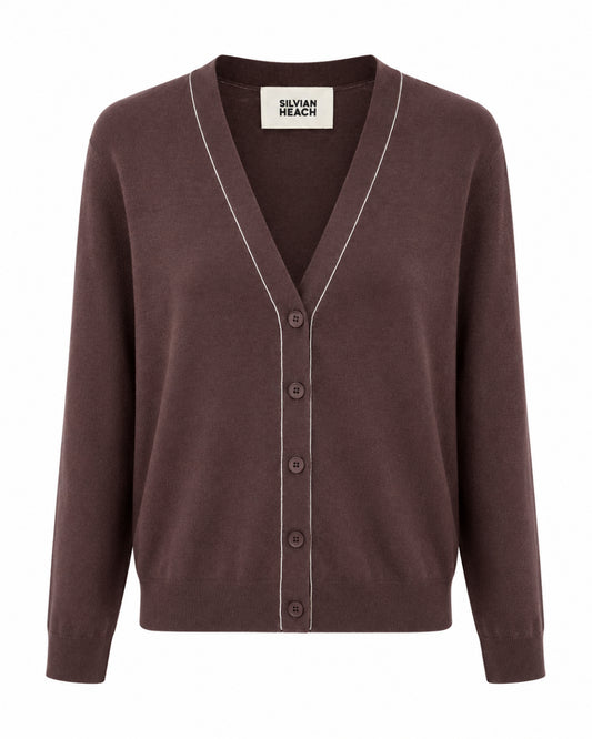 Fine line cardigan - aubergine