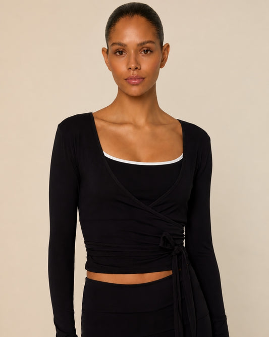 Bruna wrap top - black