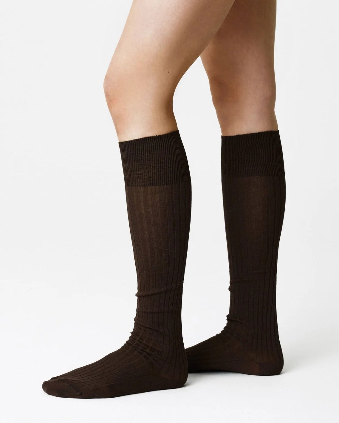 Loelle ribbed knee-highs dark brown