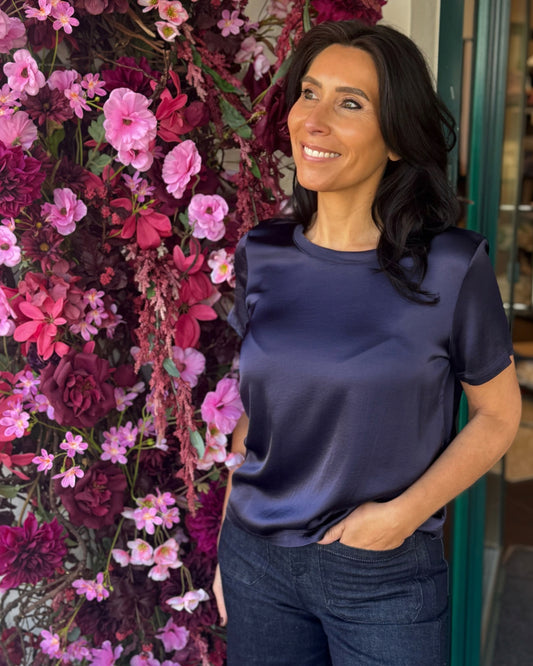 T-shirt ‘zijden look’ - 100% viscose