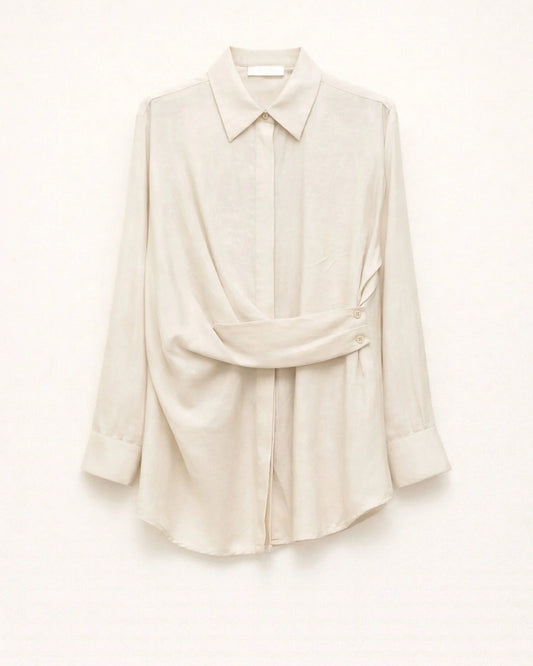 Blouse met gekoopt detail - beige