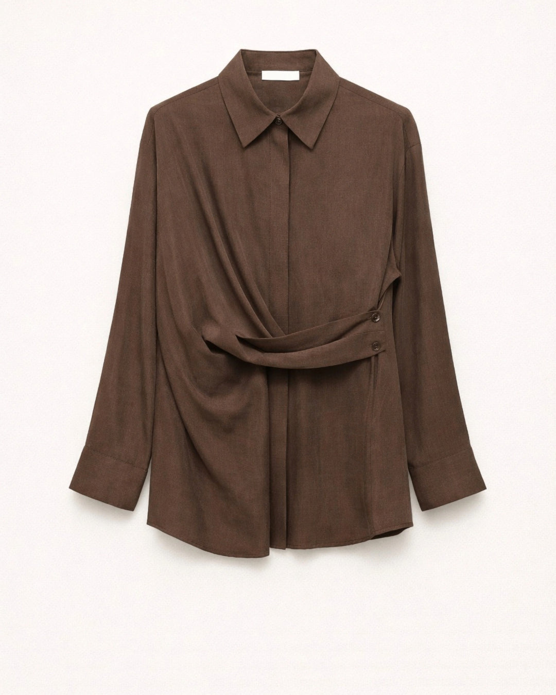 Blouse met gekoopt detail - chocoladebruin