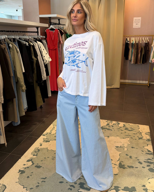 Wide leg jeans - lichtblauw