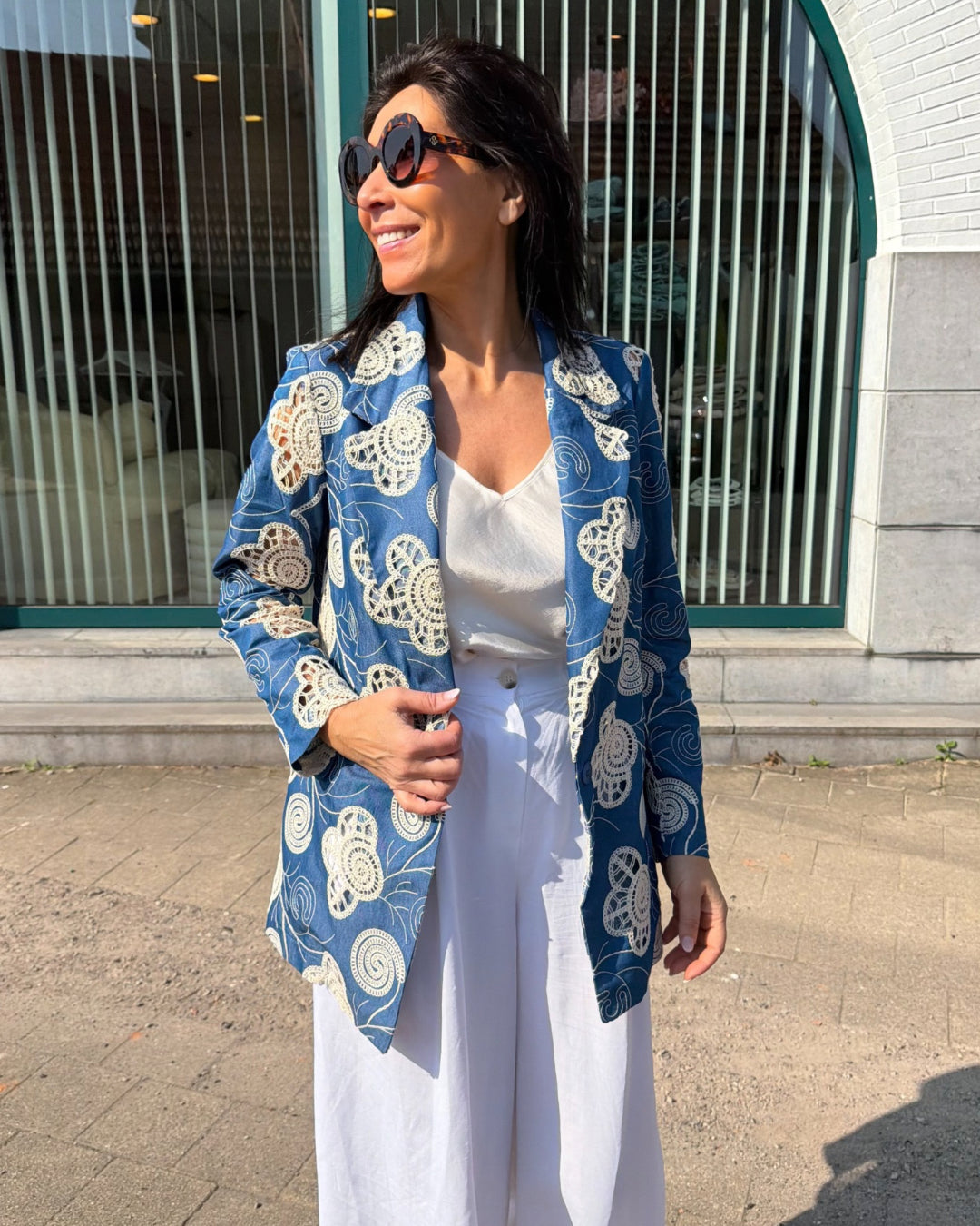 Blazer met gehaakte details