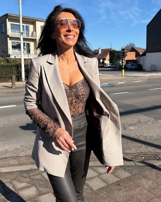 Blazer met kanten mouw en matching top