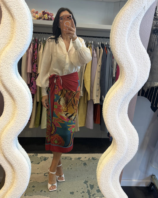 Blouse see through met glans