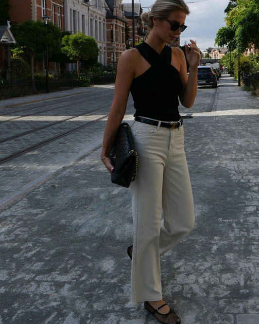 jeans met stretch - ecru